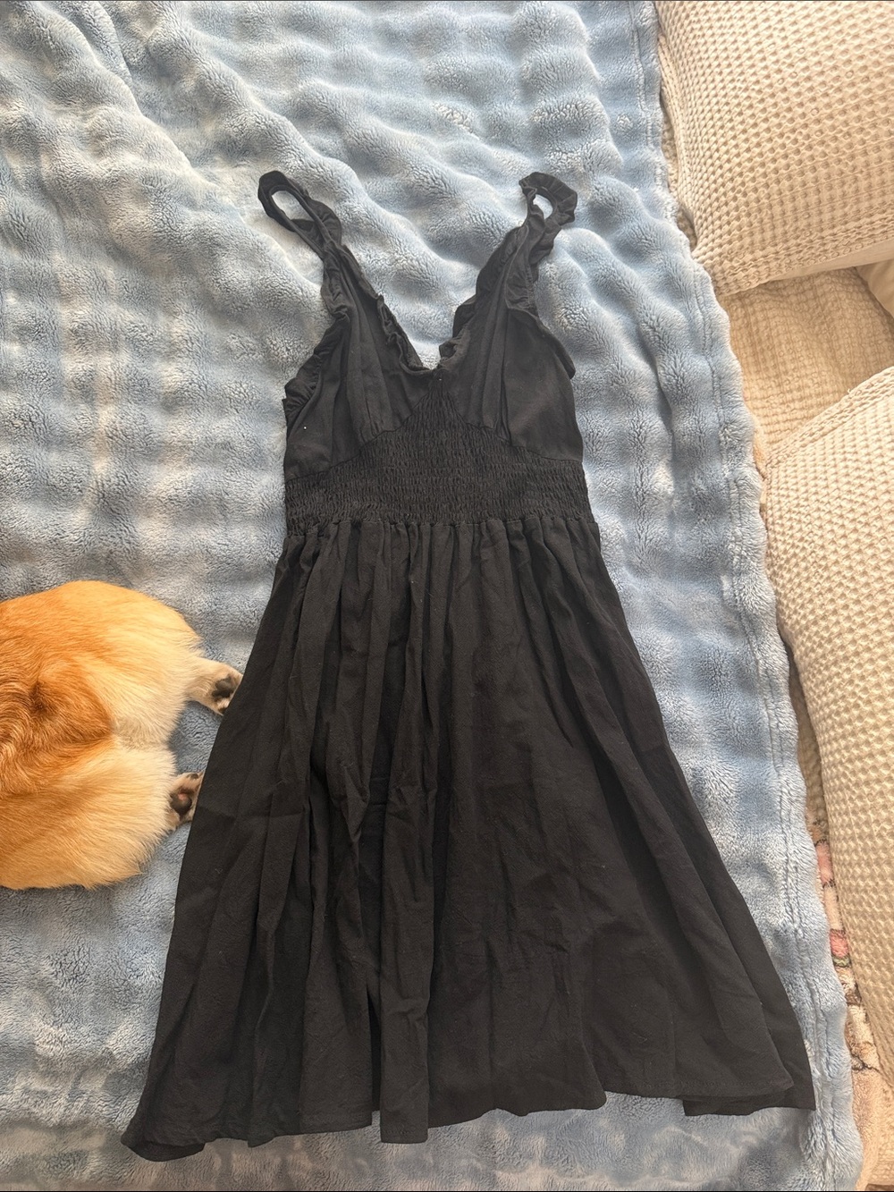 Black Smocked Waist Summer Dress
